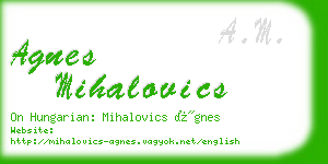 agnes mihalovics business card